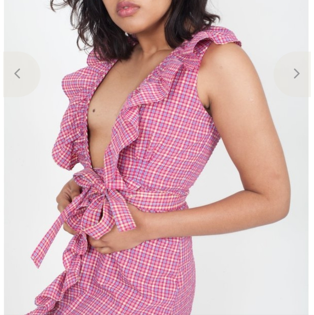 MISA Los Angeles Stella dress in gingham Plaid Medium - Picture 5 of 15